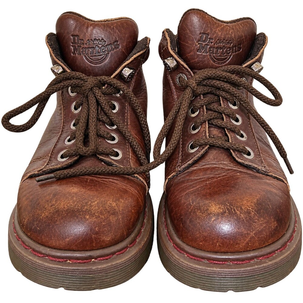Dr. Martens Brown Leather Lace Up Ankle Boots Vintage Distressed Combat Work 855